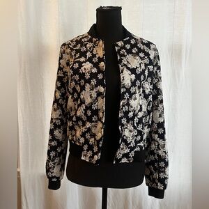 Elegant Floral Women's Bomber Jacket - XS